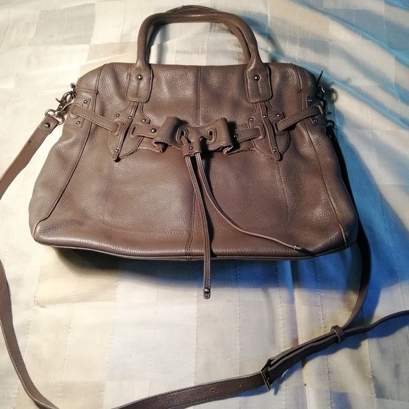 Genuine leather grey satchel handbag - Picture 1 of 7